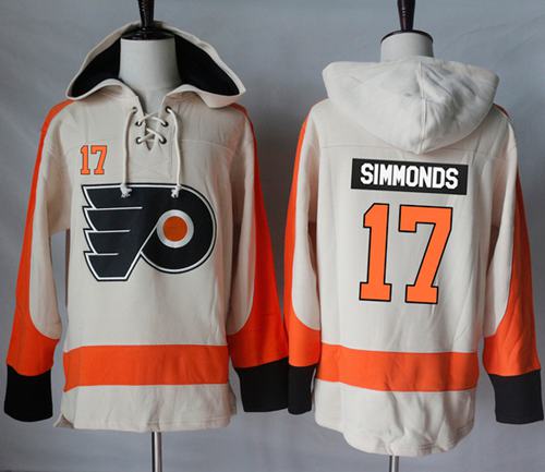Flyers #17 Wayne Simmonds Cream Sawyer Hooded Sweatshirt Stitched NHL Jersey - Click Image to Close
